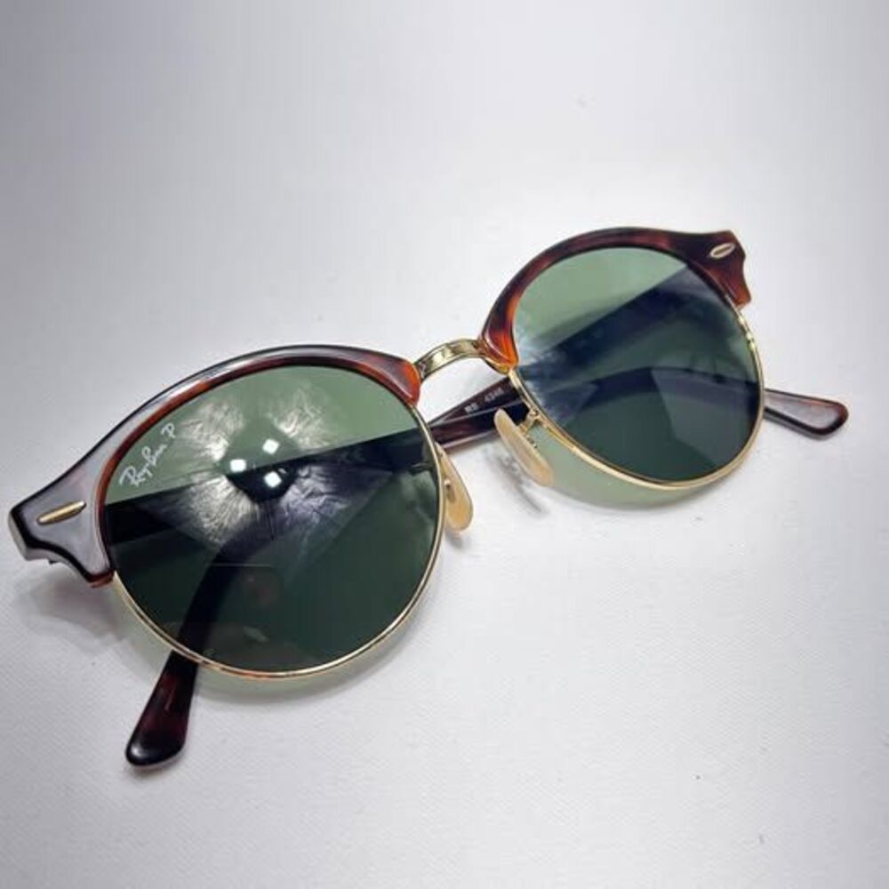 Ray-Ban Clubround RB4246 990/58 Polarized Sunglasses Havana Red G-15 Green
